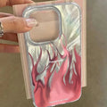 iPhone silicone phone case with blue flame design showing all-inclusive protection