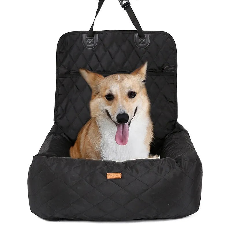 2-in-1 pet dog carrier folding car seat pad thickened multi-purpose bed 900D nylon Oxford base 60x50x61 cm black