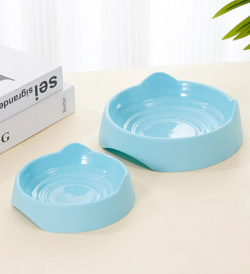Ceramic dog slow feeder bowl with blue puzzle maze design for fast-eating puppies