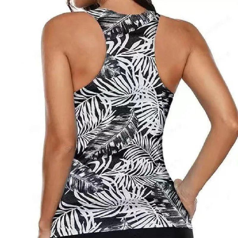 Women's polyester bikini swimsuit with a split bow design on the top.