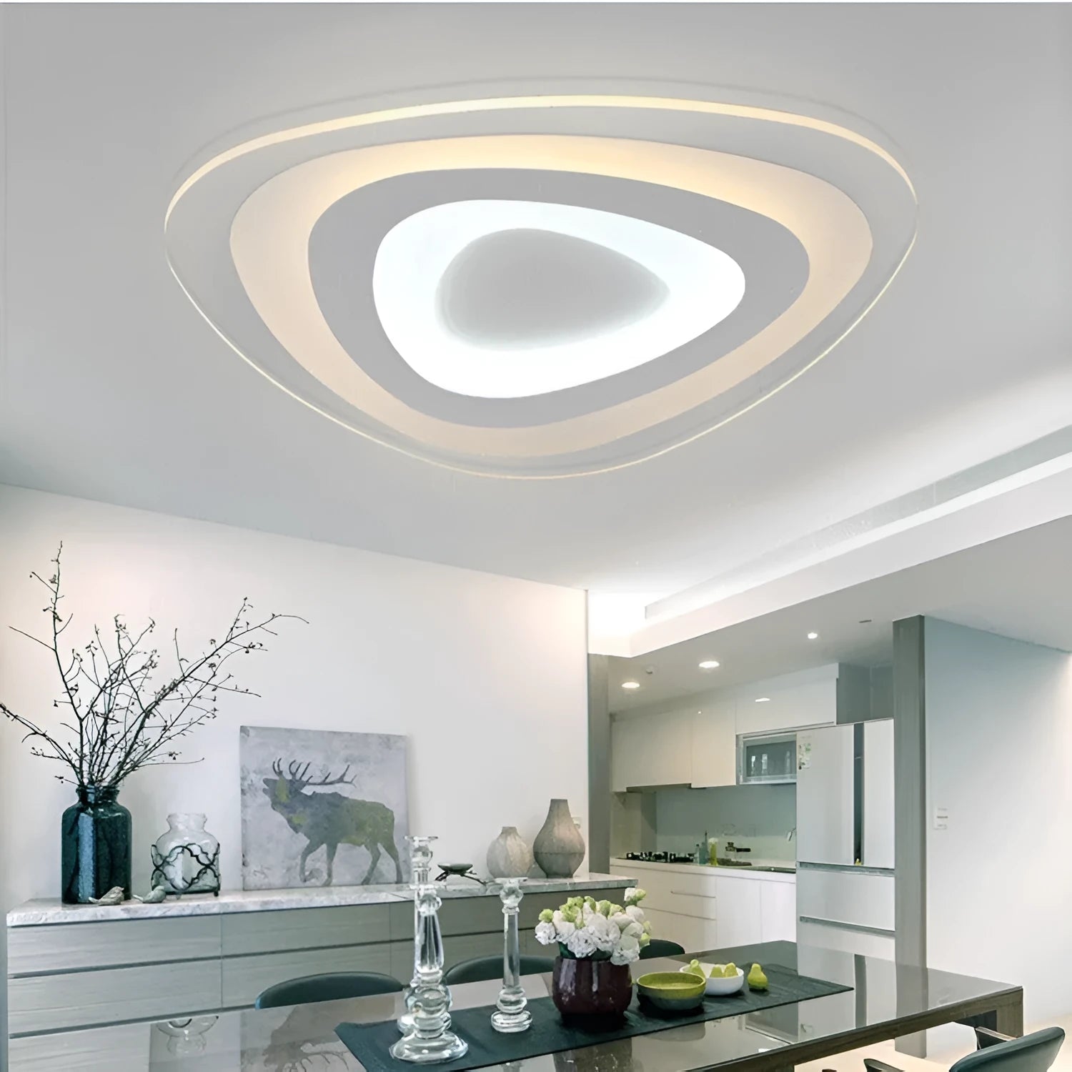 Triangle modern simple ceiling lamp with remote control and smart support for bedroom and living room lighting