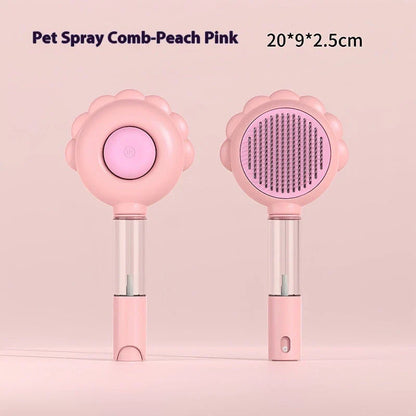 Self-cleaning dog grooming brush with curved comb teeth designed to gently remove excess hair and detangle your pet's coat