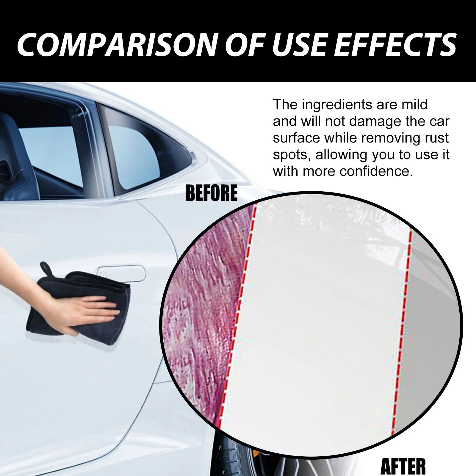 120ml car rust remover cleaner bottle with 20x20cm towel for metal care