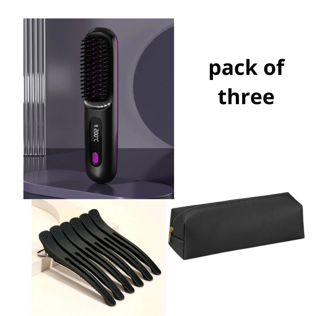 Cordless Hair Straightener Brush with Wireless Design, Advanced Heating Technology, and High-Capacity Battery for Effortless Salon-Quality Styling