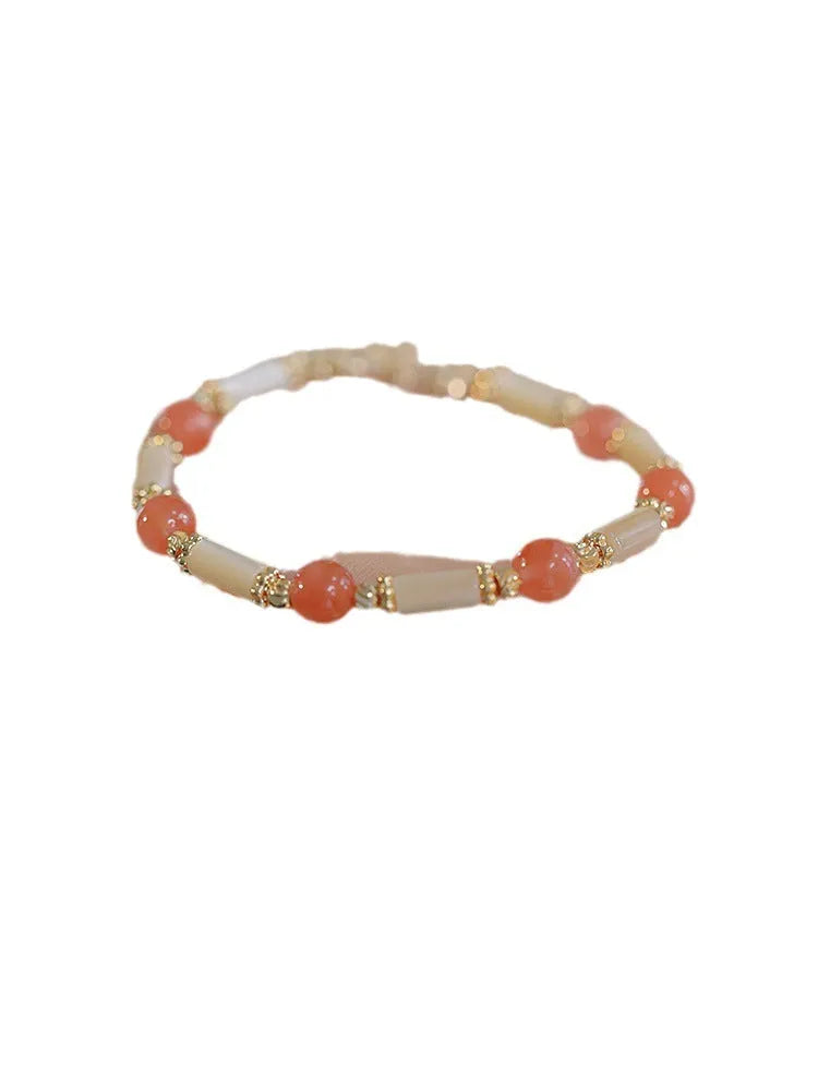 Women's Hetian jade bamboo joint bracelet in 6mm size showing casual style
