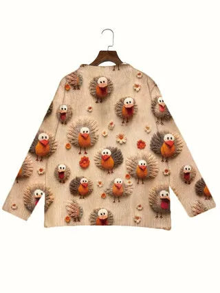 Loose fit digital printed shirt with lapel collar available in multiple sizes