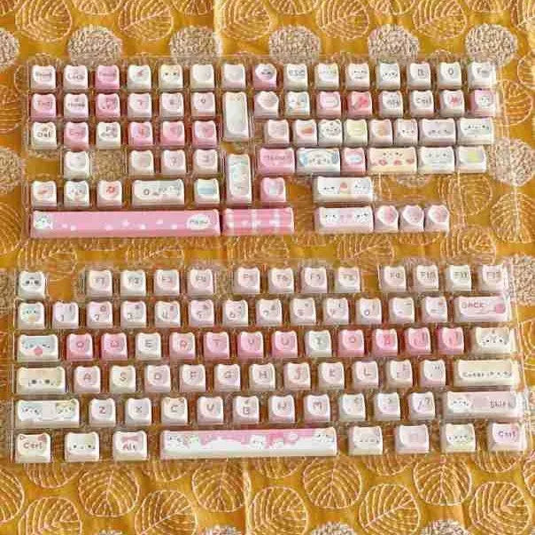Meow Meow Team custom sublimation key cap set with 141 ABS plastic keys for mechanical keyboards