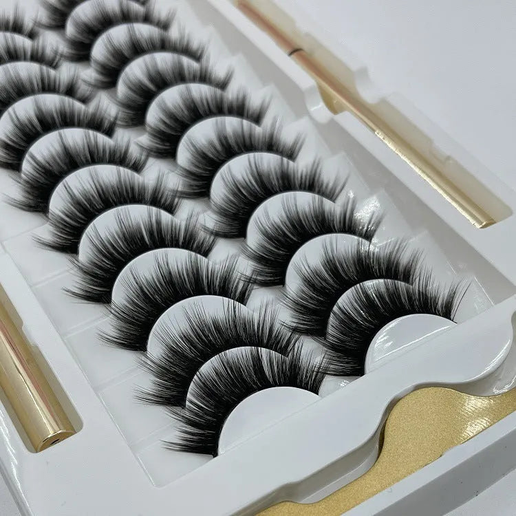 Ten pairs of black non-bleaching waterproof magnetic false eyelashes in style A on a white background