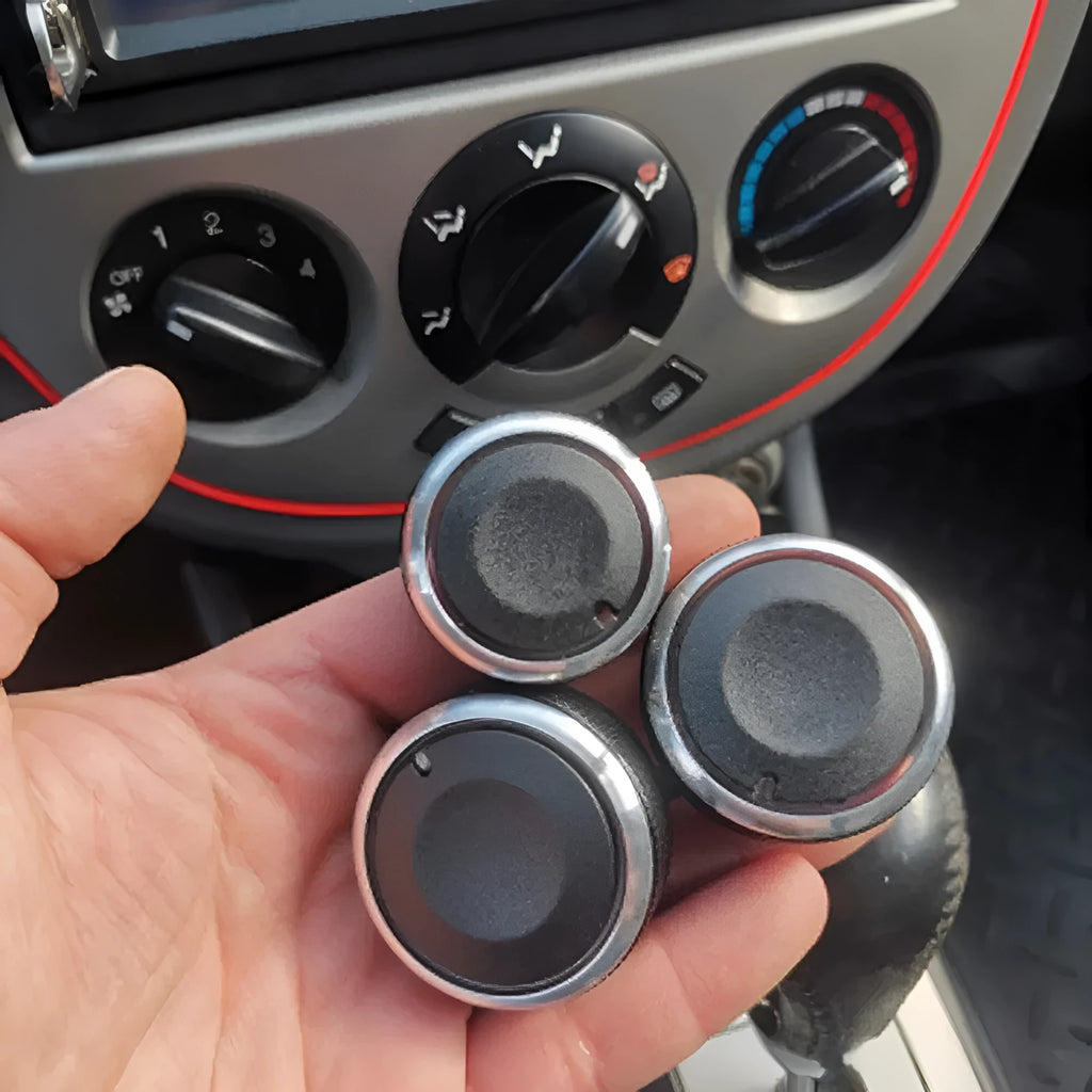 Three black aluminium air conditioning knobs for Chevrolet Lefeng and Lechi dashboard replacement