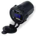 Waterproof motorcycle USB car charger with cigarette lighter socket and LED indicator options
