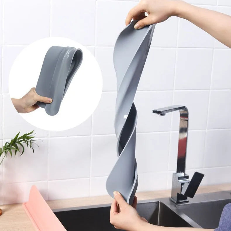 Silicone kitchen sink water blocking plate showing grey, blue and black colour options