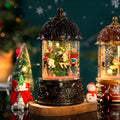 Christmas carousel music box with old man and tree motif, plastic, bronze colour, side view