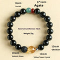 Chinese style obsidian yellow tower crystal agate jade bracelet in 8mm or 10mm bead sizes