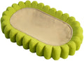 Green oval cat scratcher pad with sisal surface serving as scratching area and cat bed