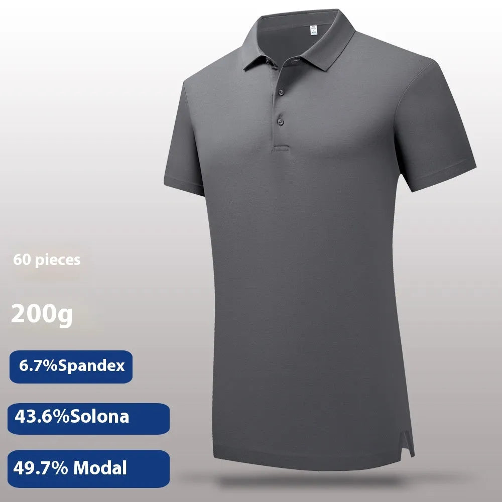 60 Lanjing modal cotton short sleeve polo shirt in eight colours, sizes S to 4XL, for summer sports and business casual