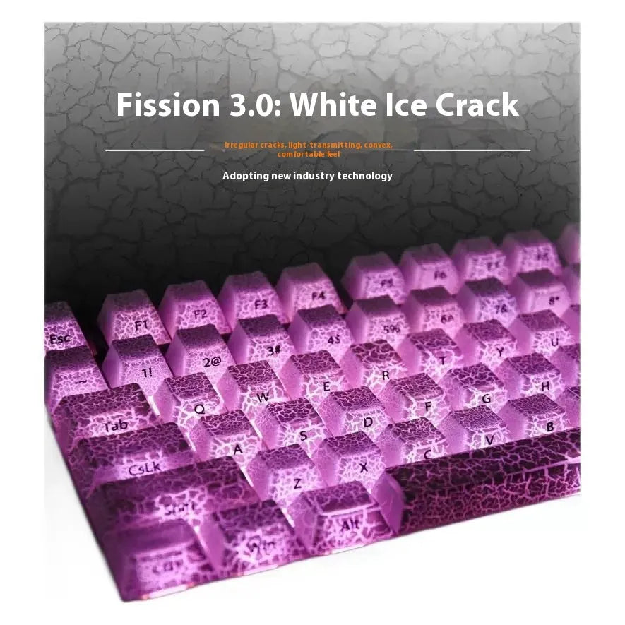 White transparent mechanical keyboard keycap set with double stitching for 123-key Qingying standard keyboards