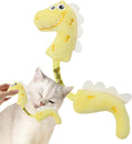 Set of four cat toys including plush, rope, and spring toys in pink, purple, and yellow colours