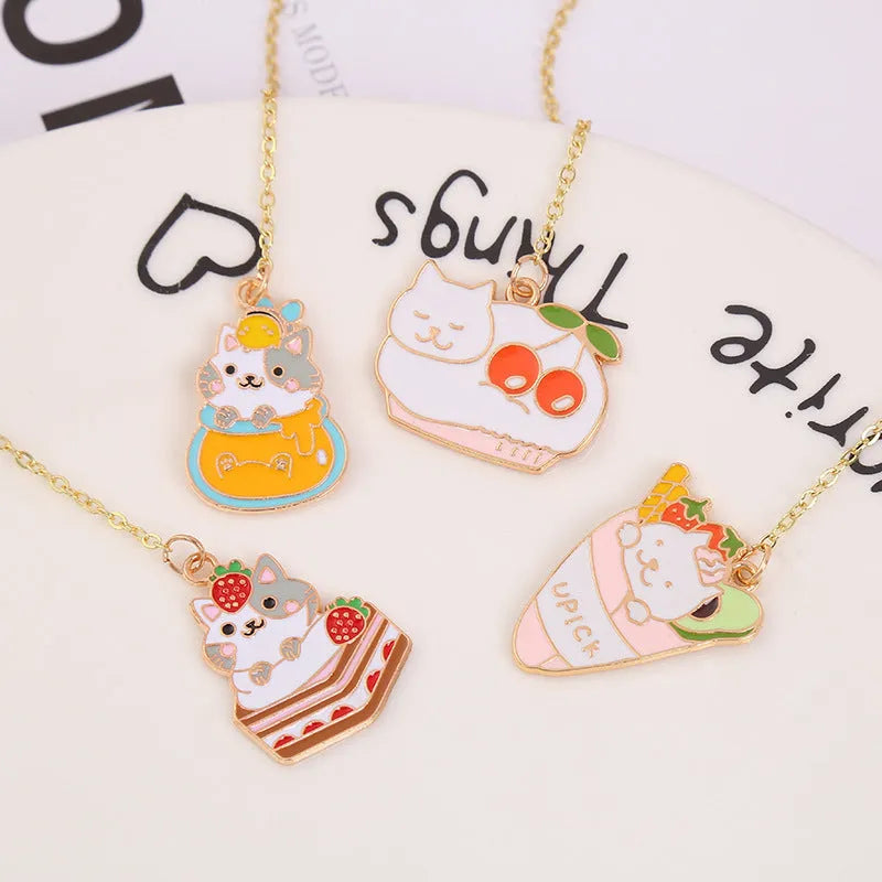 Jane Lime cute cartoon cat metal bookmark with food-themed designs on a 18.3cm PVC and paper card.