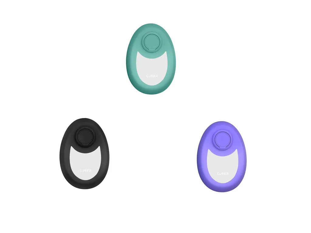 CJEER crystal hair eraser tool with metal finger ring in green, purple, and black colours