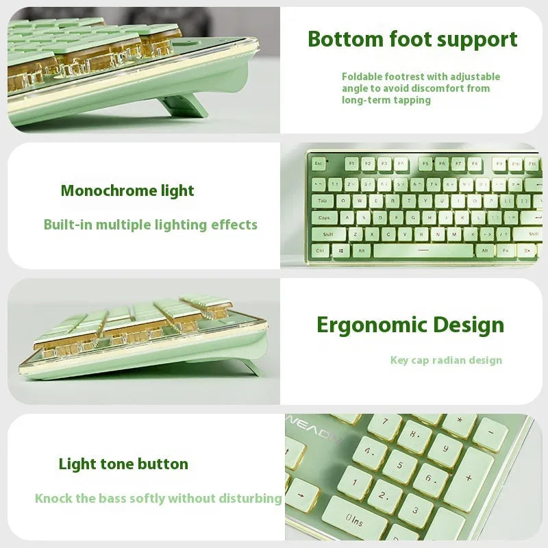 Prewalker V3 wireless keyboard and mouse set in Retro Green colour on a desk