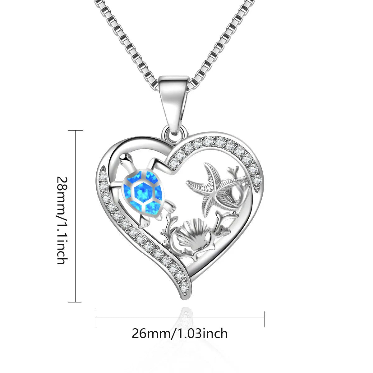 Blue synthetic opal turtle love pendant on copper electroplated base