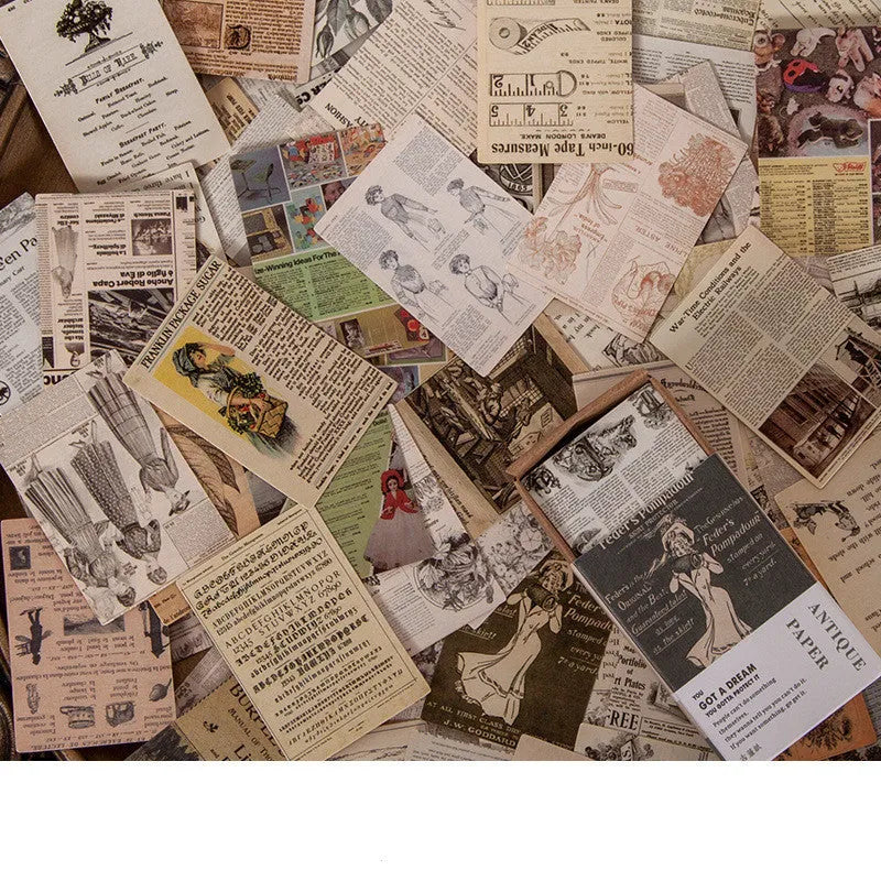 100 retro double-sided mini notes cards in seven vintage colours including antique paper and blossoming flowers designs