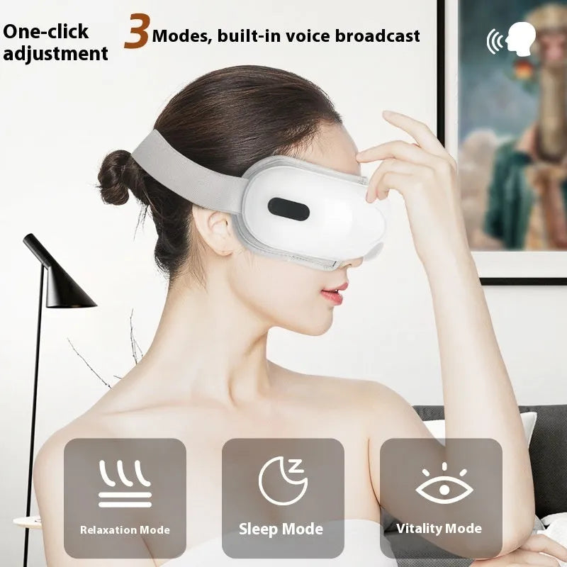 White rechargeable airbag massage and hot compress eye massager for relieving eye fatigue