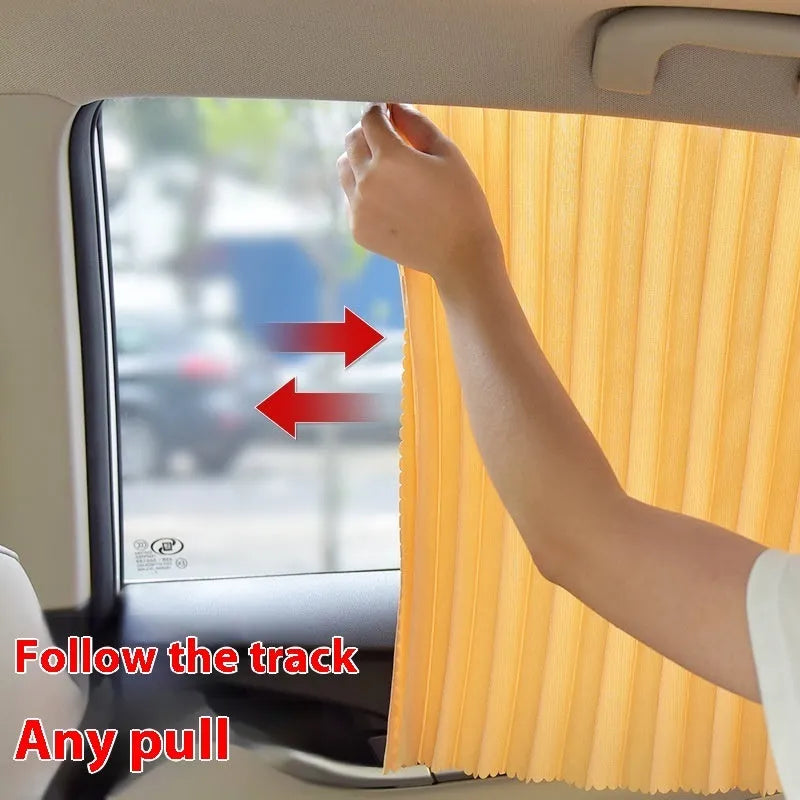Car magnetic sunshade polyester four-piece full car set in gold, silver, or black, with front and rear pair options.