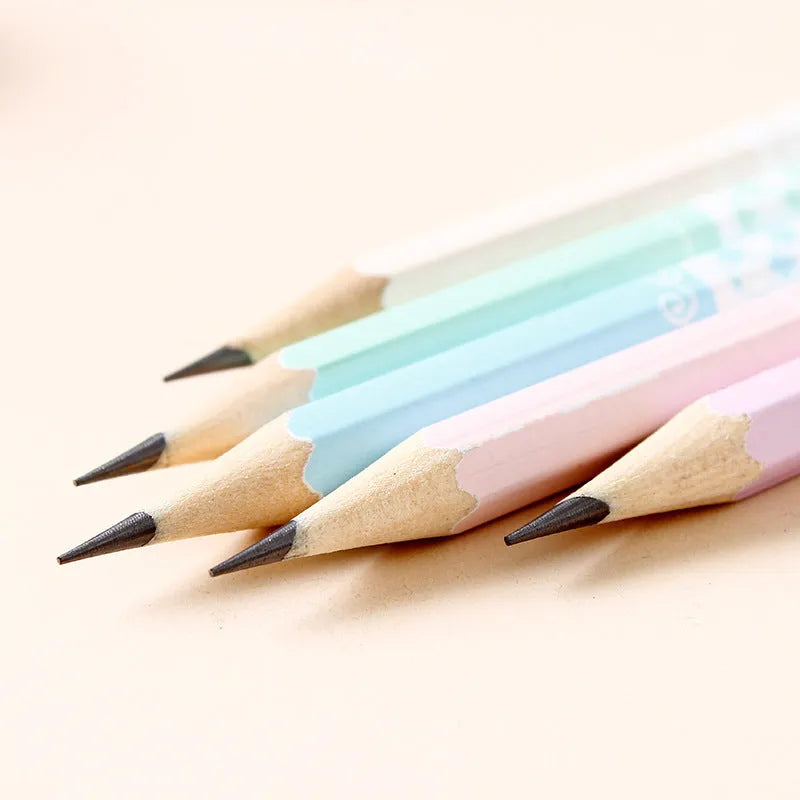 Basswood six-angle thermal transfer pencils in 50-piece barrel packaging