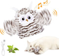 Gray automatic owl cat toy with beating wings on USB charger