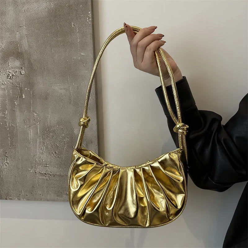 Korean style horizontal square messenger bag in black, gold, purple or silver with file organisation