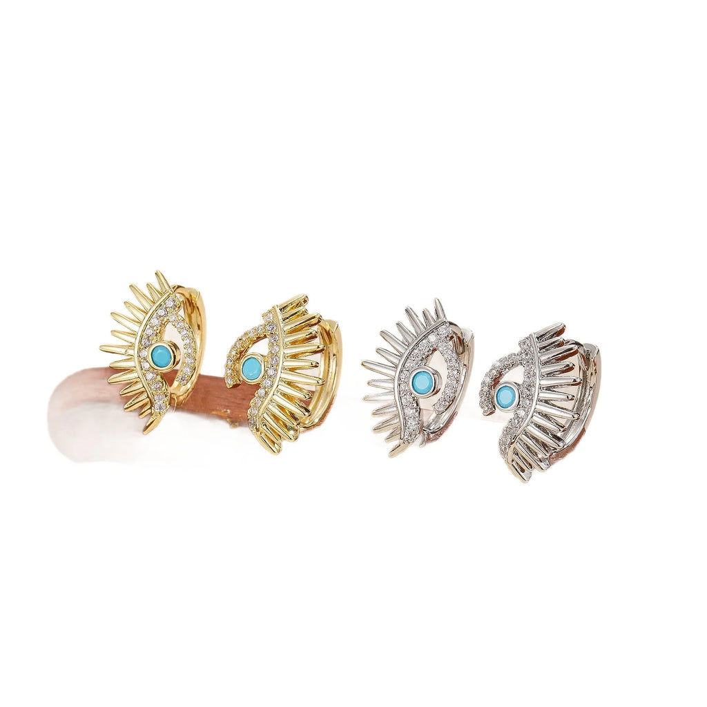 Simple Devil's Eye dangle drop earrings in alloy metal, available in Style1 and Style2