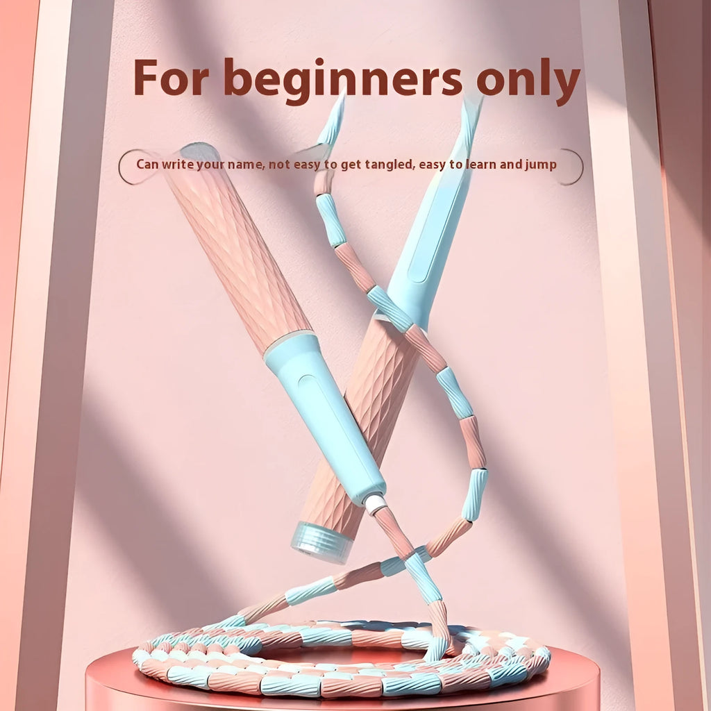 Children's skipping rope with coloured bamboo beads on a 2.8m polypropylene cord.