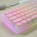 Transparent Double Skin Milk Pudding PBT keycap in OEM profile coloured pink with no water mouth finish
