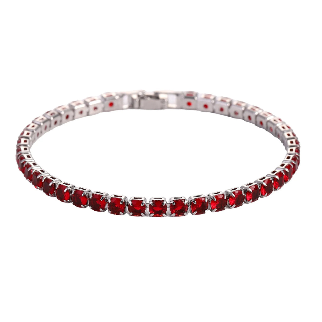 Hip hop micro set zircon tennis bracelet in copper, available in 17cm and 19cm with platinum and 16k gold white finishes