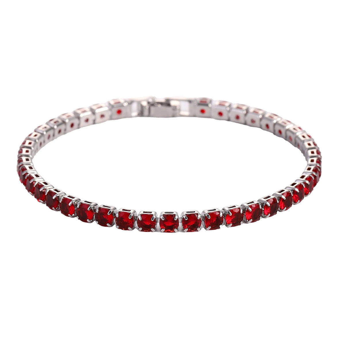 Hip hop micro set zircon tennis bracelet in copper, available in 17cm and 19cm with platinum and 16k gold white finishes