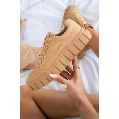 Casual sports lace-up canvas shoes with platform in various colours for Kiwi women