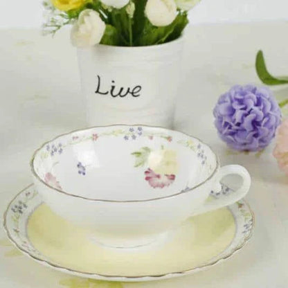 Classic Vintage Ceramic Tea Set with Elegant Floral Design, Durable Construction, and Generous Cup Size