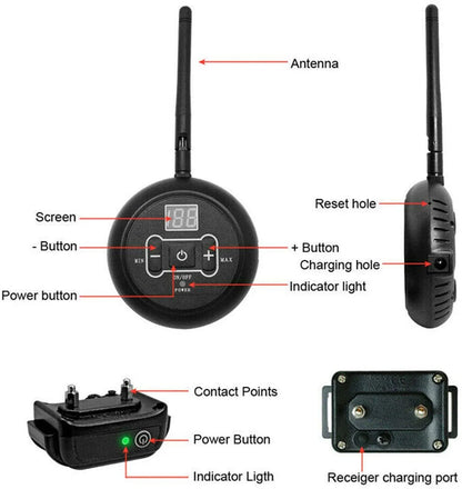 2-in-1 Wireless Dog Fence with Adjustable Range and Rechargeable Batteries