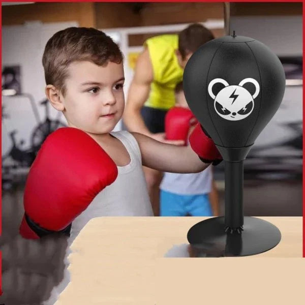 Tabletop boxing bag with adjustable height and responsive PU ball for speed and reaction time training