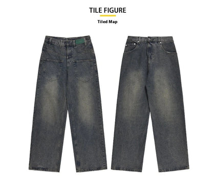 Kiwi-made washed and distressed straight-leg casual jeans in a range of sizes