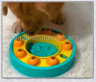 Wisdom Dog Toys Slow Leakage Feeding Training - An interactive dog toy with a rotating food turntable and slow food bowl to stimulate your pup's mind and encourage healthy eating.