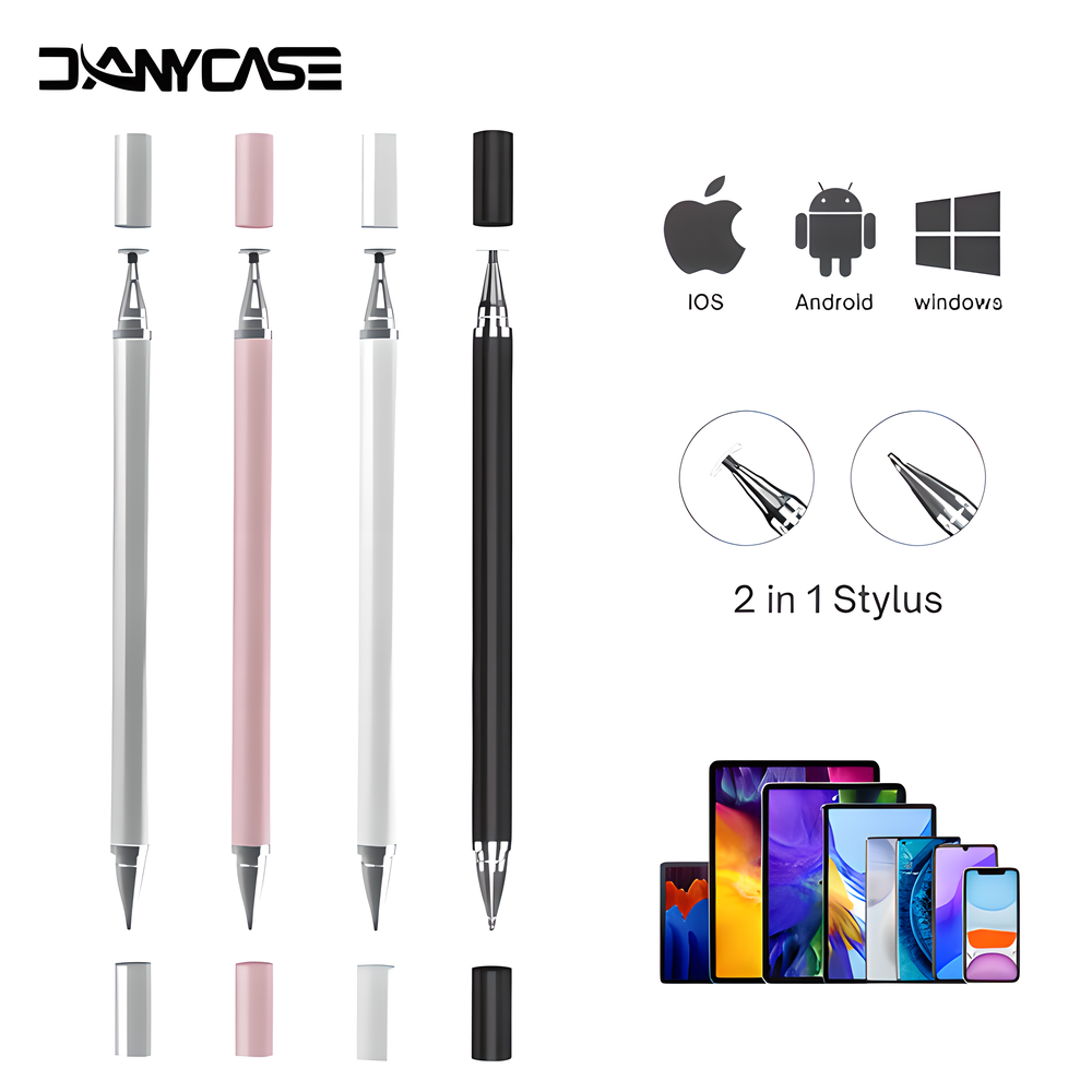 2-in-1 Universal Stylus Pen for Tablets and Mobile Phones with Soft Silicone Nib and Ergonomic Design