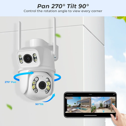 4K PTZ WiFi Smart Camera with Dual Lenses and Screens - Powerful outdoor security camera with advanced features