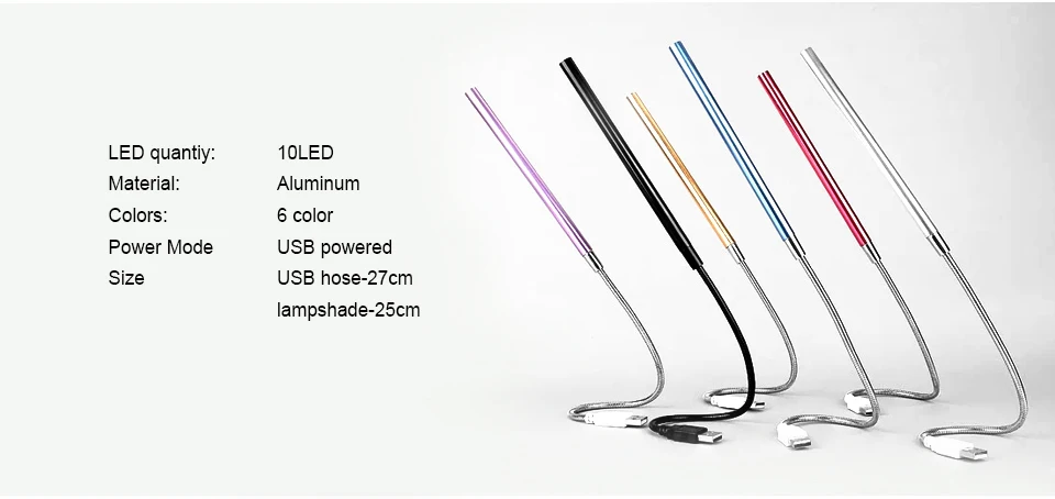 A 10 LED USB computer light with a flexible metal neck, providing bright and adjustable lighting for a Kiwi workspace