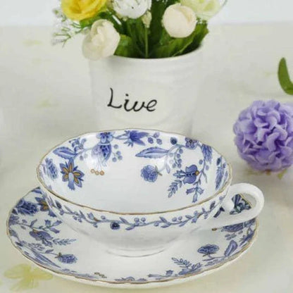 Classic Vintage Ceramic Tea Set with Elegant Floral Design, Durable Construction, and Generous Cup Size