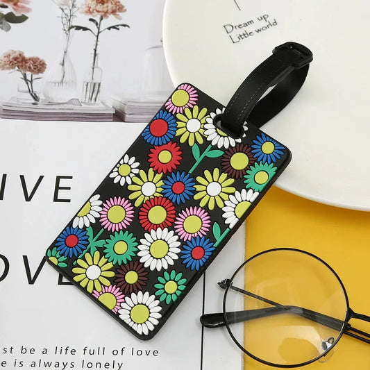 Geometric soft silicone luggage tags in a vibrant mosaic pattern, perfect for Kiwi travellers