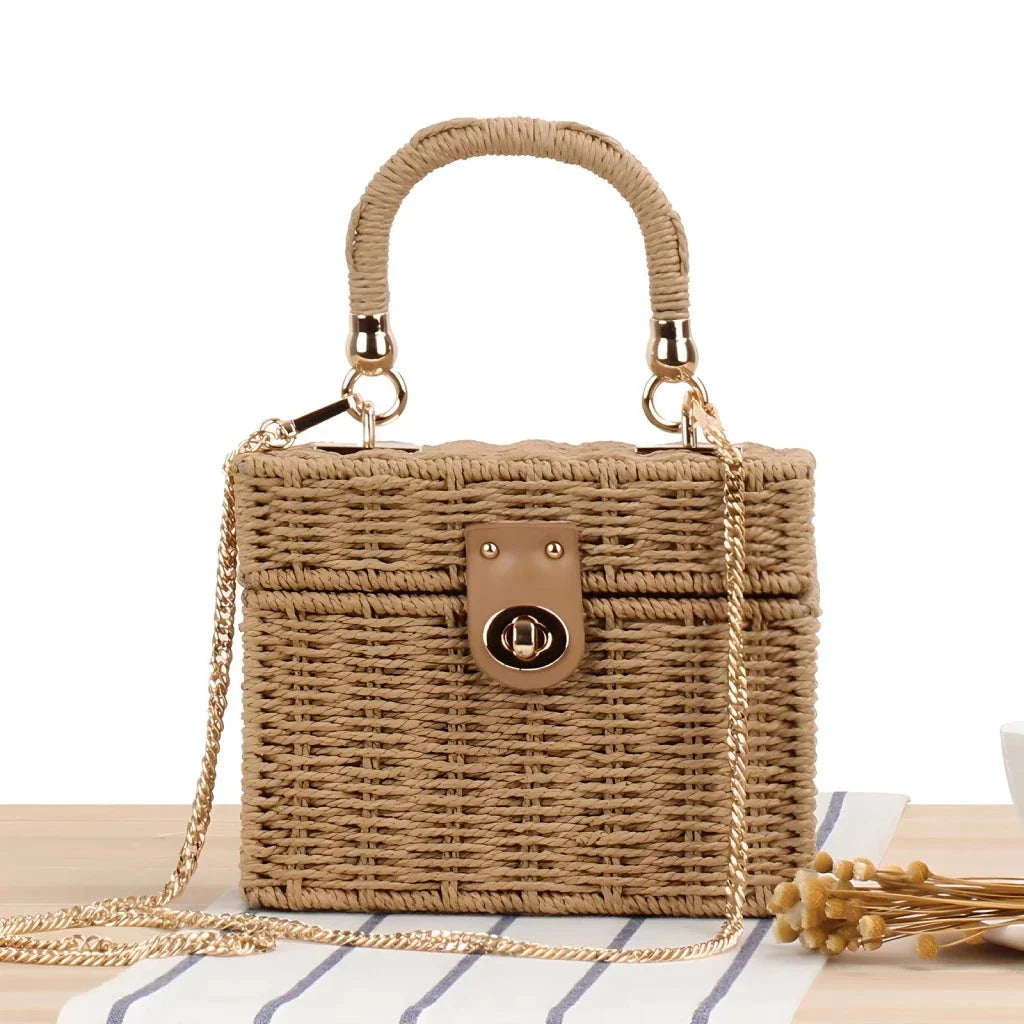 Stylish straw beach bag with detachable strap, perfect for Kiwi summer adventures