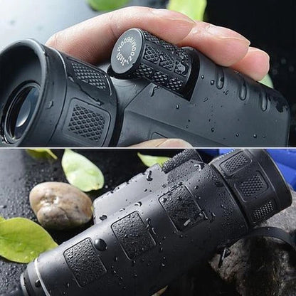 A high-powered 1000X zoom monocular with a 52mm objective lens, waterproof and shockproof design, perfect for outdoor activities like birdwatching, hunting, and hiking.