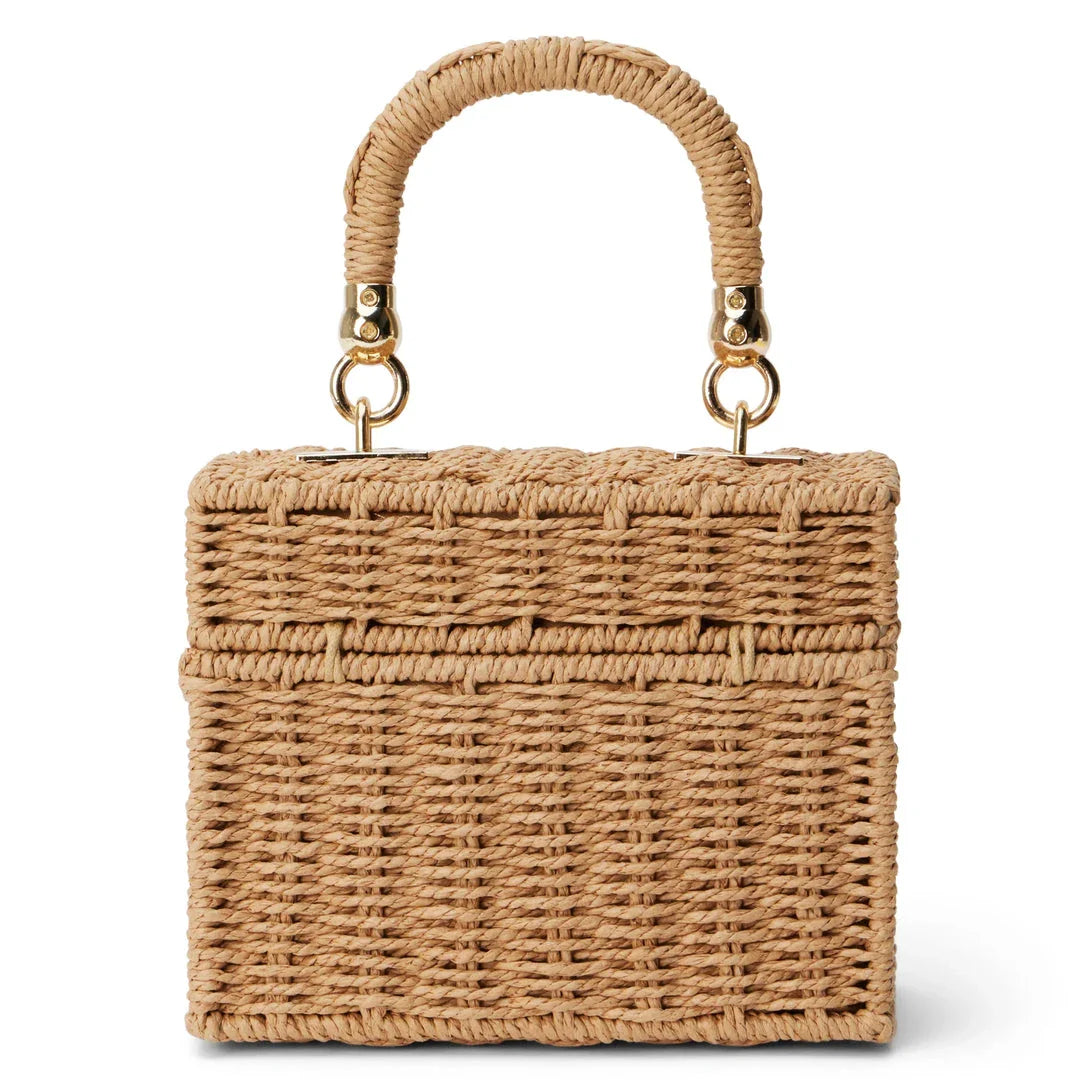 Stylish straw beach bag with detachable strap, perfect for Kiwi summer adventures